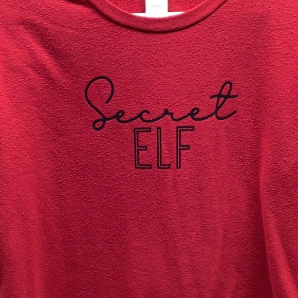 North Pole Size Small Secret Elf Red Crewneck Sweatshirt. Preloved - Picture 2 of 5